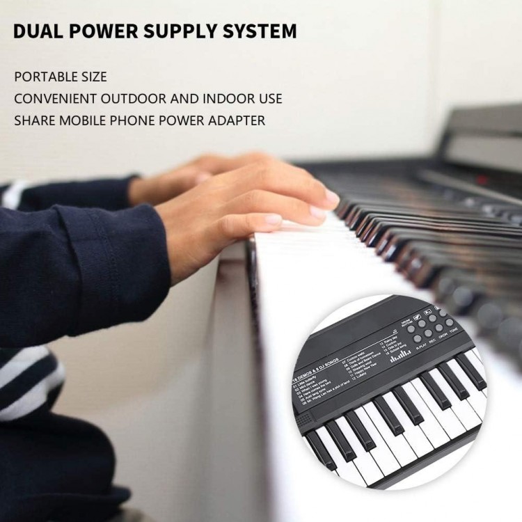 37 Keys Rechargeable Piano Keyboard, Portable Size, Dual Power Supply System