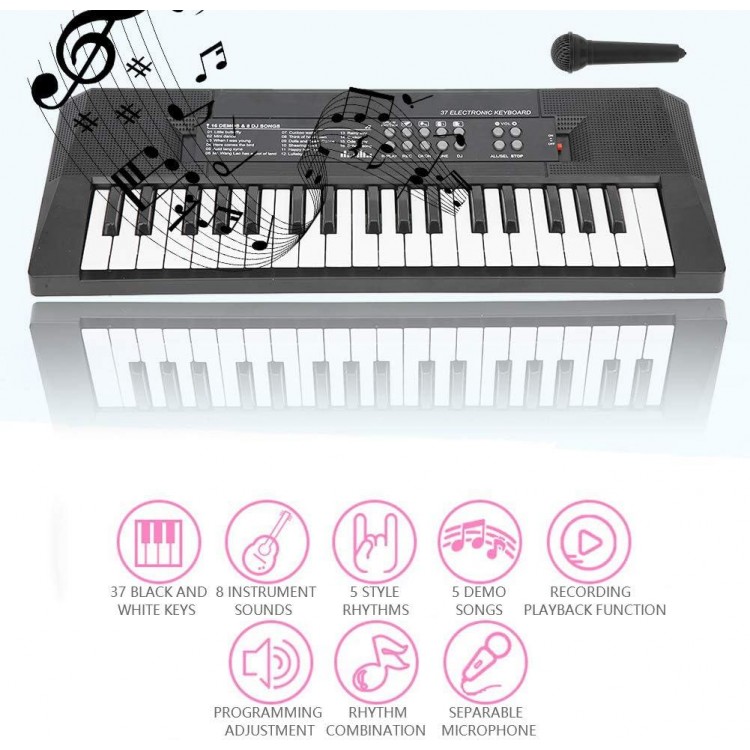 37 Key Portable MultiFunction Electric Music Piano, for Kids Beginners