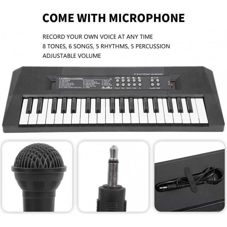 37 Keys Rechargeable Piano Keyboard, Portable Size, Dual Power Supply System