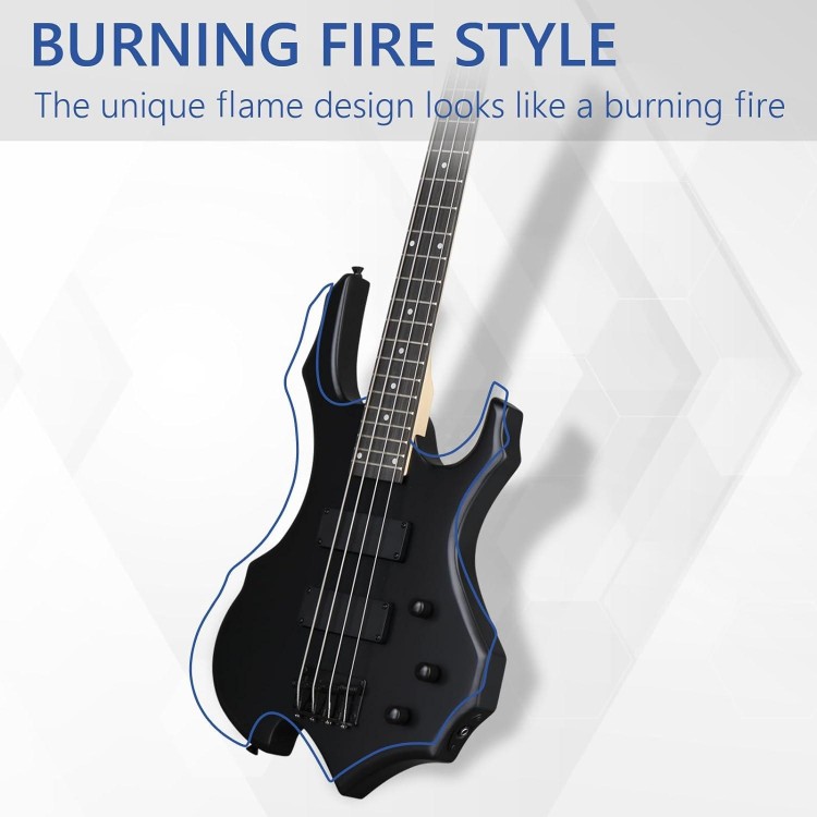 Ktaxon Electric Bass Guitar Burning Fire Style Bass Set With Portable Bass Bag