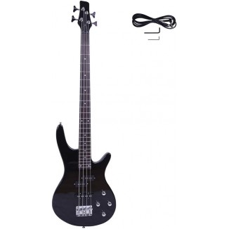 GLARRY Electric Bass Guitar 4 String Bass with Power Line and Wrench Tool