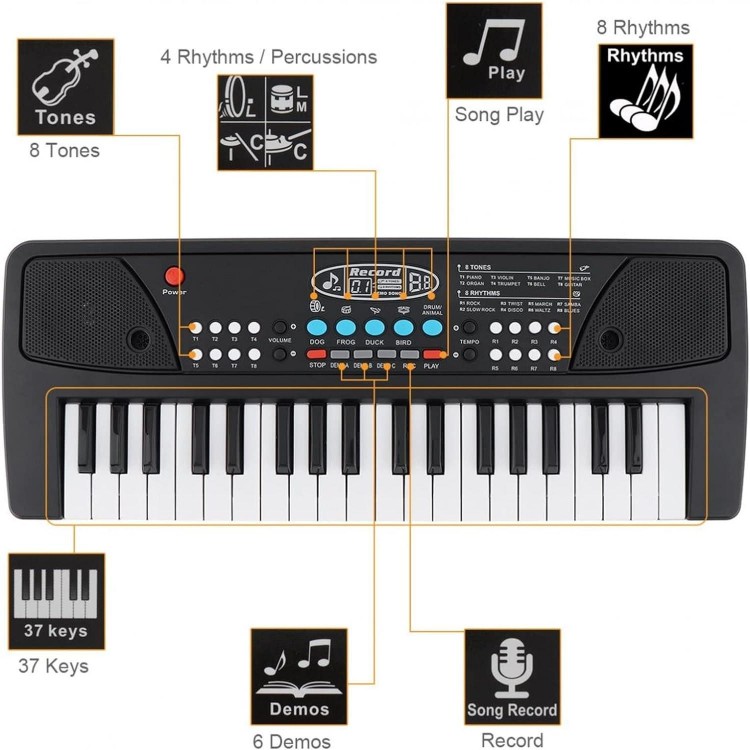 37 Keys ABS Electronic Keyboard Piano Digital Music Key Board With Microphone