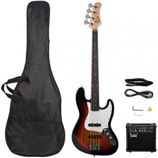 Glarry GJazz Bass with Electirc Bass Amplifier Power Wire Tools Sunset