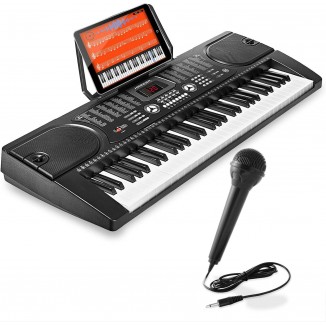 Hamzer 61-Key Digital Music Piano Keyboard - with Microphone and Sticker Sheet