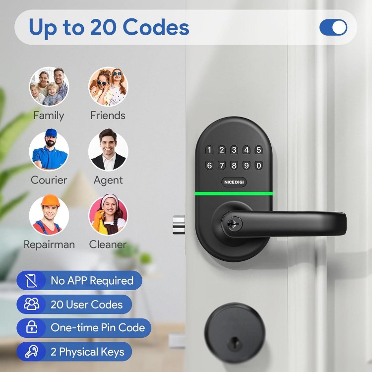 Smart Keypad Door Lock with Handle - Easy Installation