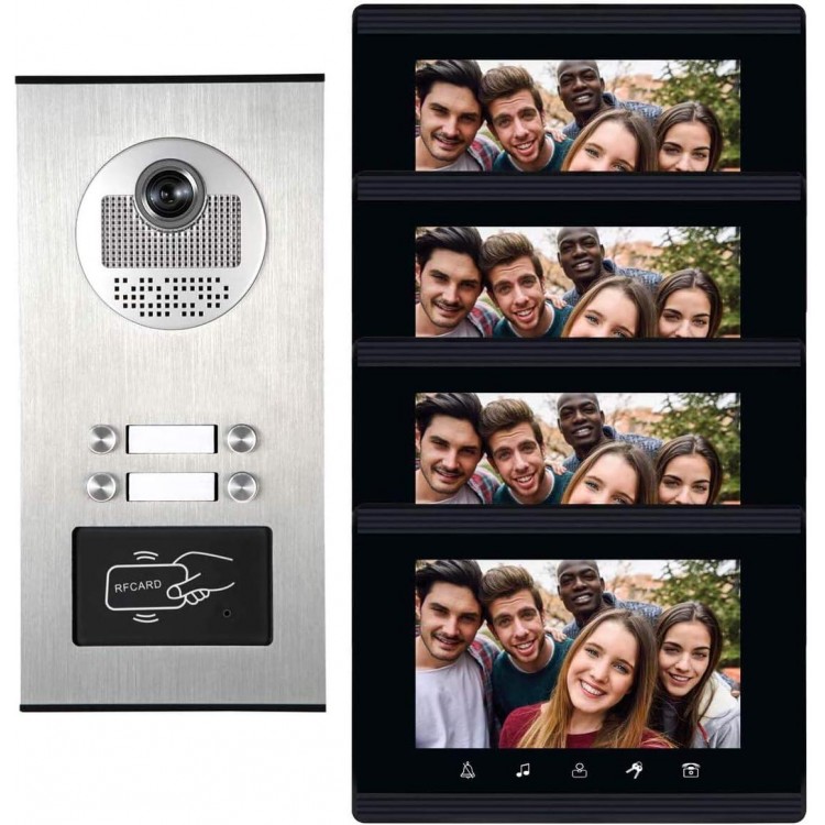 AMOCAM Apartment Intercom System Touch Monitor Video Door Phone Kits