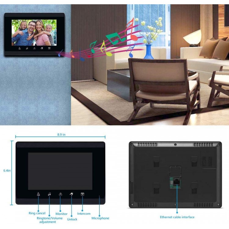 AMOCAM Apartment Intercom System Touch Monitor Video Door Phone Kits