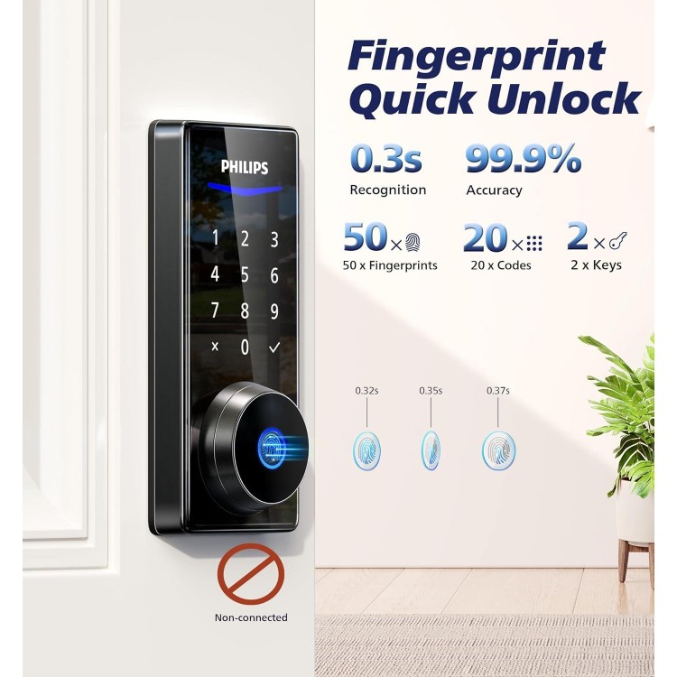 Fingerprint Door Lock, Electronic Biometric Keyless Entry, Auto Locking
