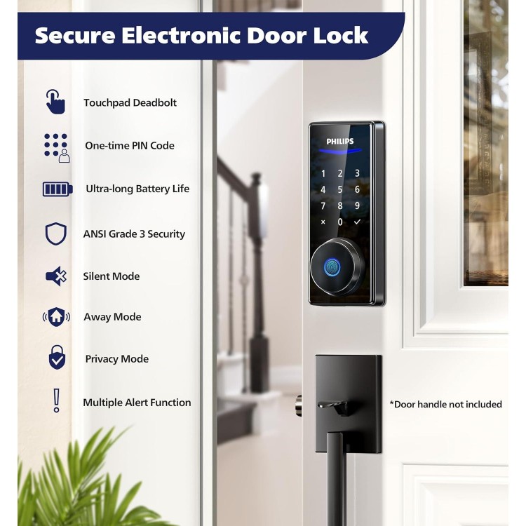 Fingerprint Door Lock, Electronic Biometric Keyless Entry, Auto Locking