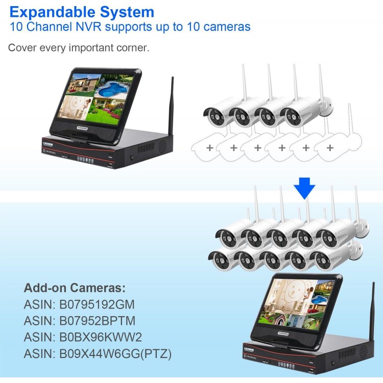 10CH Expandable All in one Wireless Security Camera System