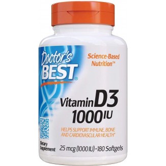 Doctor's Best Best Vitamin D3 1000 IU, Softgel Capsules, 180-Count