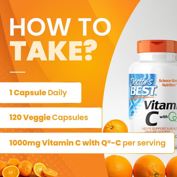 Doctor's Best Vitamin C With Q-C - Vitamin C 1000mg Non-GMO, Vegan, Gluten Free, Soy Free