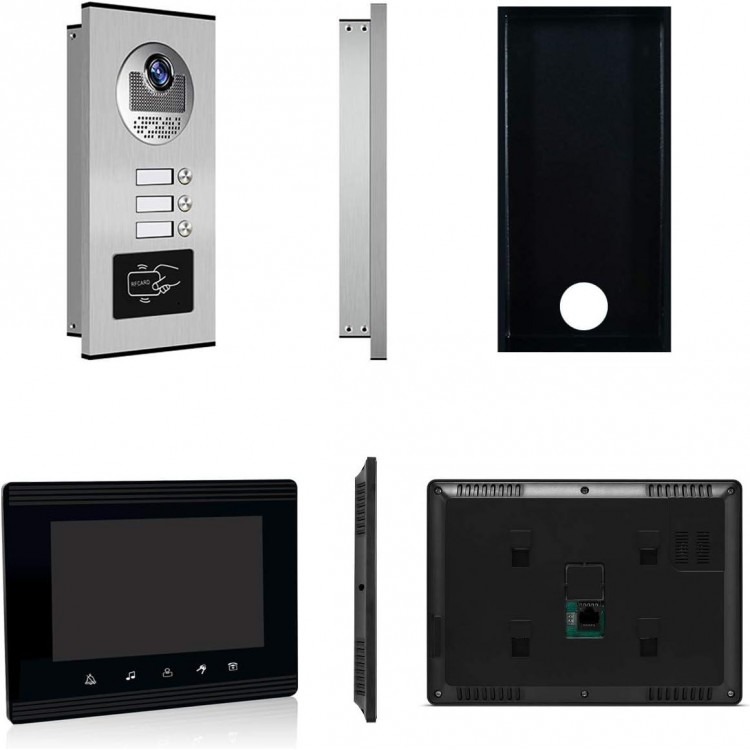 AMOCAM 3 Units Apartment Intercom System，7 inch