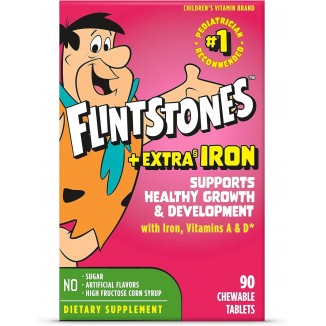 Flintstones Chewable Kids Multivitamin with Vitamin C, D, B12 & Iron for Toddlers, 90 Count