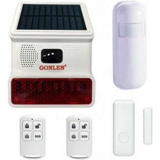 GONLEN Strobe Solar Siren Wireless Home Alarm Security System