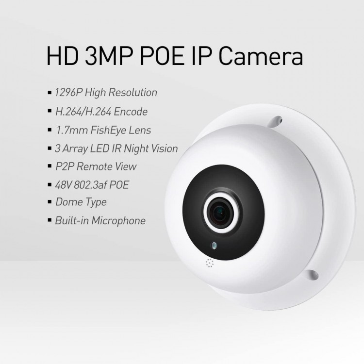 REVOTECH HD 3MP Fisheye POE IP Camera with Microphone