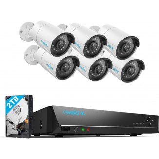 REOLINK 8CH 5MP Home Security Camera System, 6pcs Wired 5MP Outdoor PoE IP Cameras with Person Vehicle Detection, 8MP 8CH NVR with 2TB HDD for 24-7 Recording, RLK8-410B6-5MP