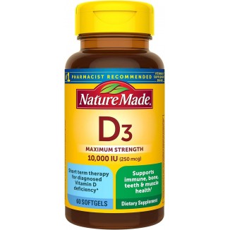 Nature Made Maximum Strength Vitamin D3 10000 IU (250 mcg), Dietary Supplement