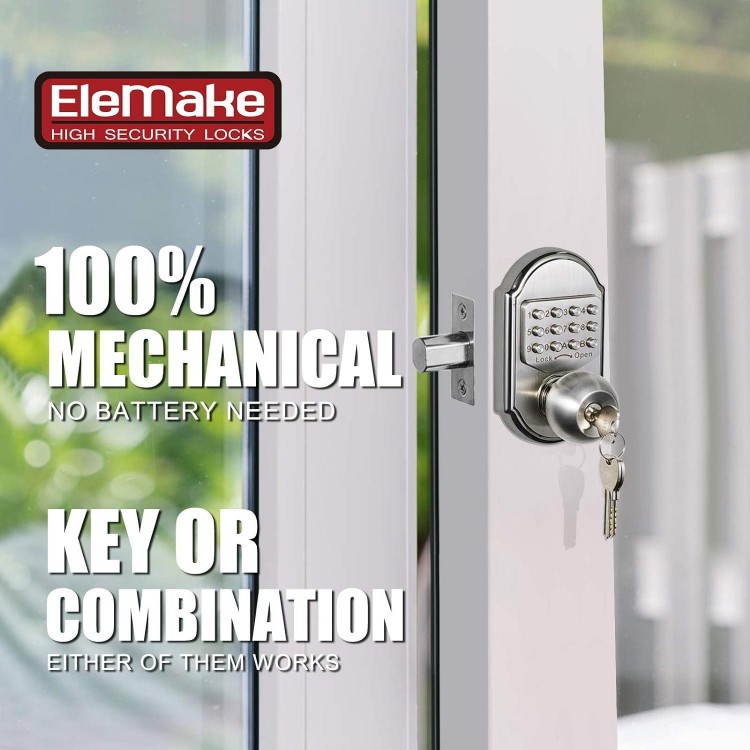 Megaflint Keyless Entry Door Lock Deadbolt Keypad Mechanical Stainless Steel (Pass Code or Key) 100% Mechanical, No Electronic