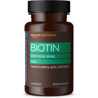 Elements Vegan Biotin 5000 mcg - Hair, Skin, Nails, 130 Capsules