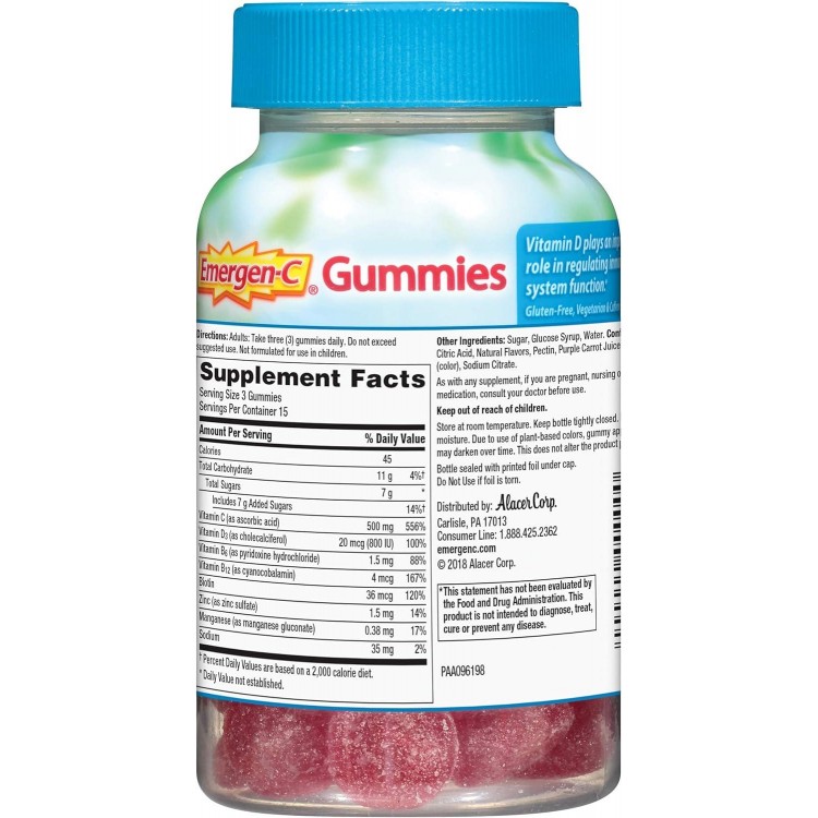 Emergen-C Immune+ Immune Gummies, Vitamin D Plus 750 mg Vitamin C