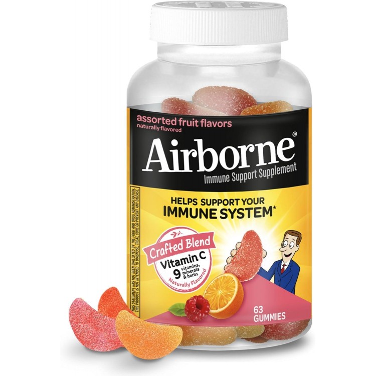 Airborne Vitamin C 750mg  - Assorted Fruit Gummies, Gluten-Free Immune