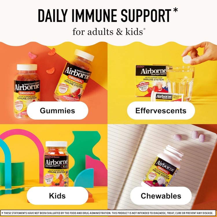 Airborne Vitamin C 750mg  - Assorted Fruit Gummies, Gluten-Free Immune