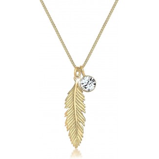 Radiant Sterling Silver Cut Crystal Necklace with Feather Pendant