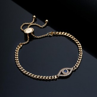 Eye Bracelet with Sideway Cross–Available in Silver,Gold,or Rose Gold