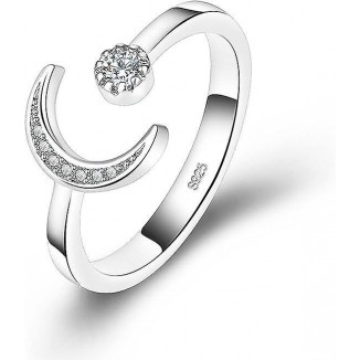 Adjustable Rings,925 Sterling Silver,Silver Ring Set with Cubic Zirconia