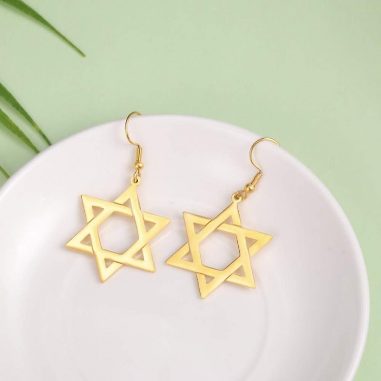 Enhance Your Appeal with Stainless Steel Star of David Earrings