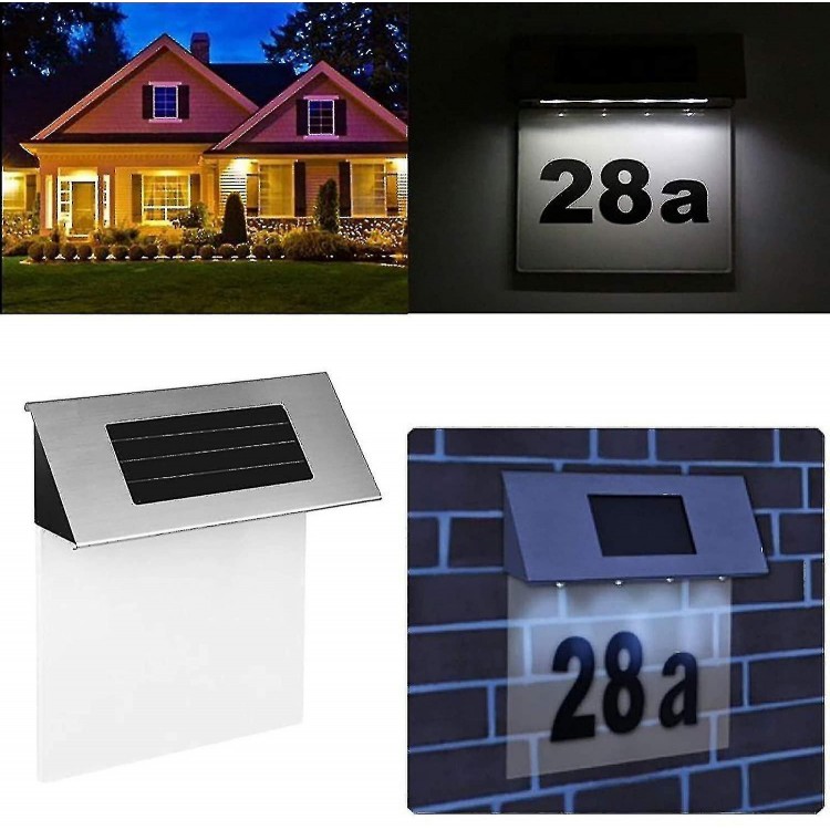 Solar House Number Light-Stainless Steel LED Outdoor Wall Lamp