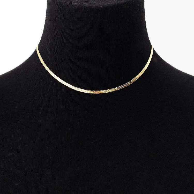 Delicate Stainless Steel Herringbone Chain Choker Necklace - Nickel Free