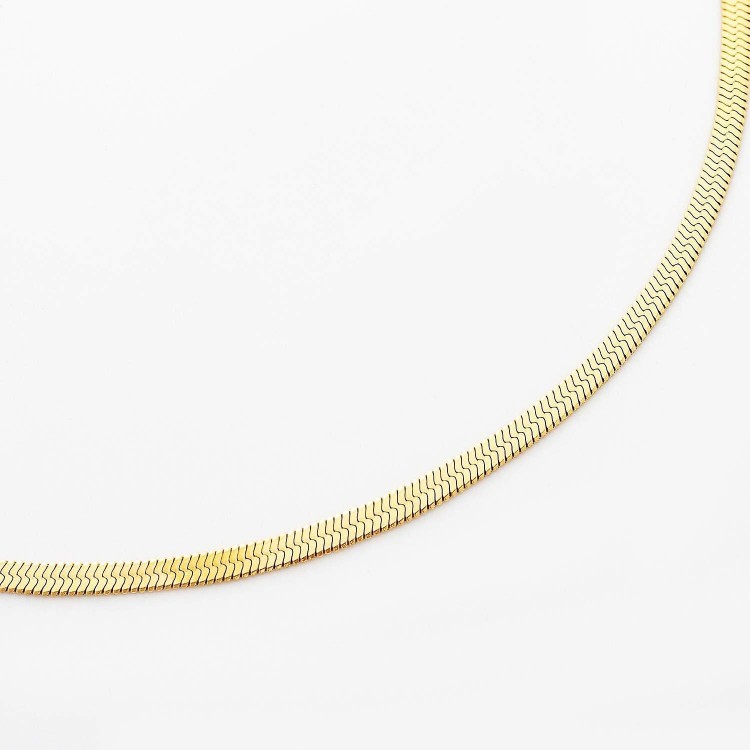 Delicate Stainless Steel Herringbone Chain Choker Necklace - Nickel Free
