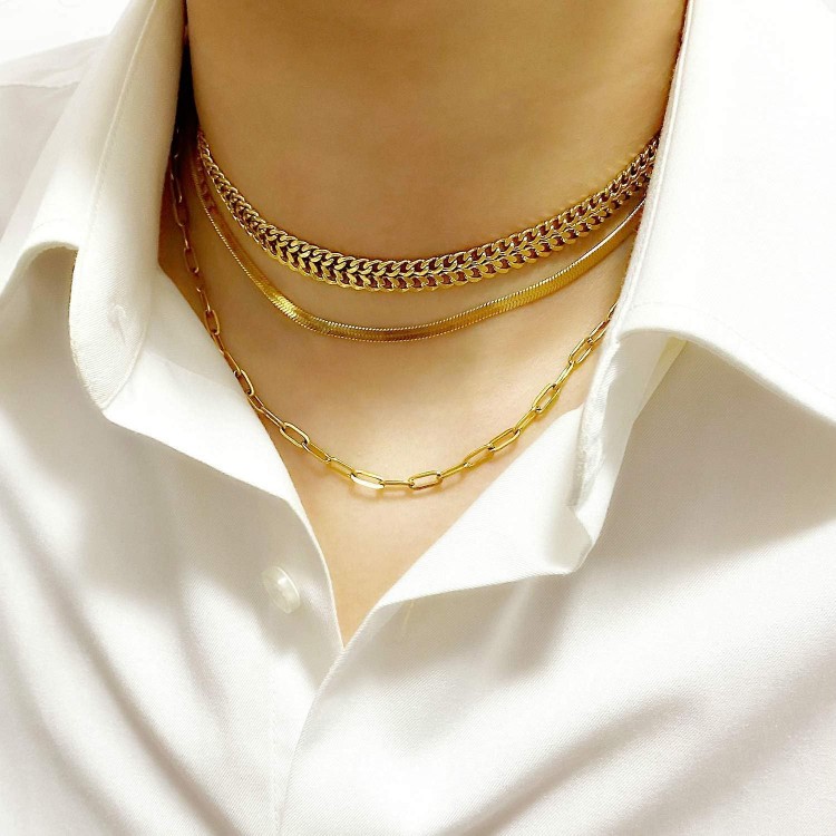 Delicate Stainless Steel Herringbone Chain Choker Necklace - Nickel Free