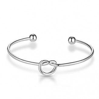 Elegant Silver Plated Love Knot Cuff Bangle