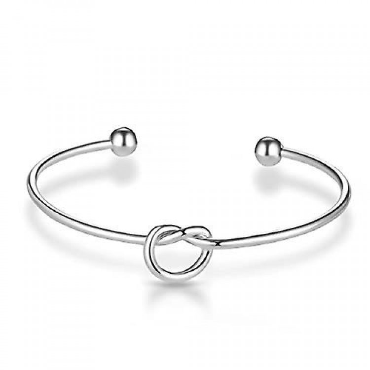 Elegant Silver Plated Love Knot Cuff Bangle