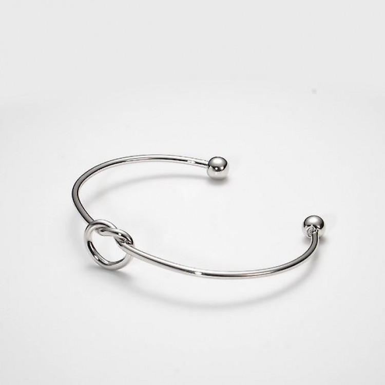 Elegant Silver Plated Love Knot Cuff Bangle