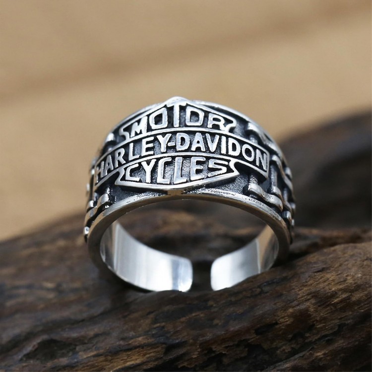 Harley Signet Ring, 925 Sterling Silver Biker Ring