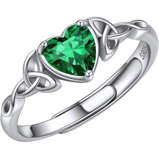 Discover 925 Sterling Silver Heart Birthstone Celtic Knot Ring