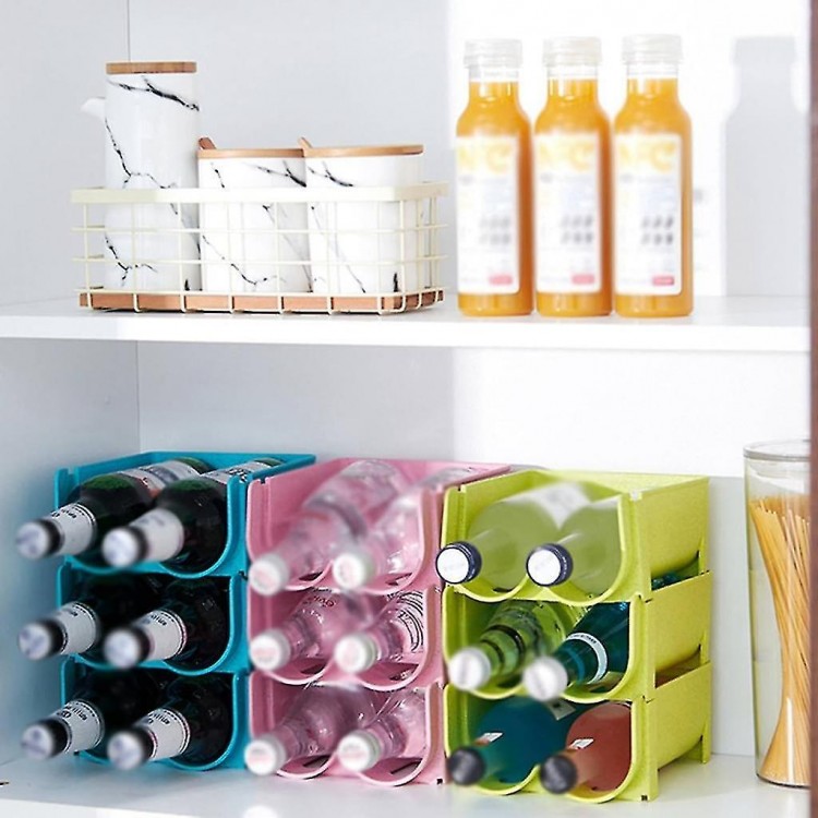 Set of 3 Plastic Stackable Bottle Shelves