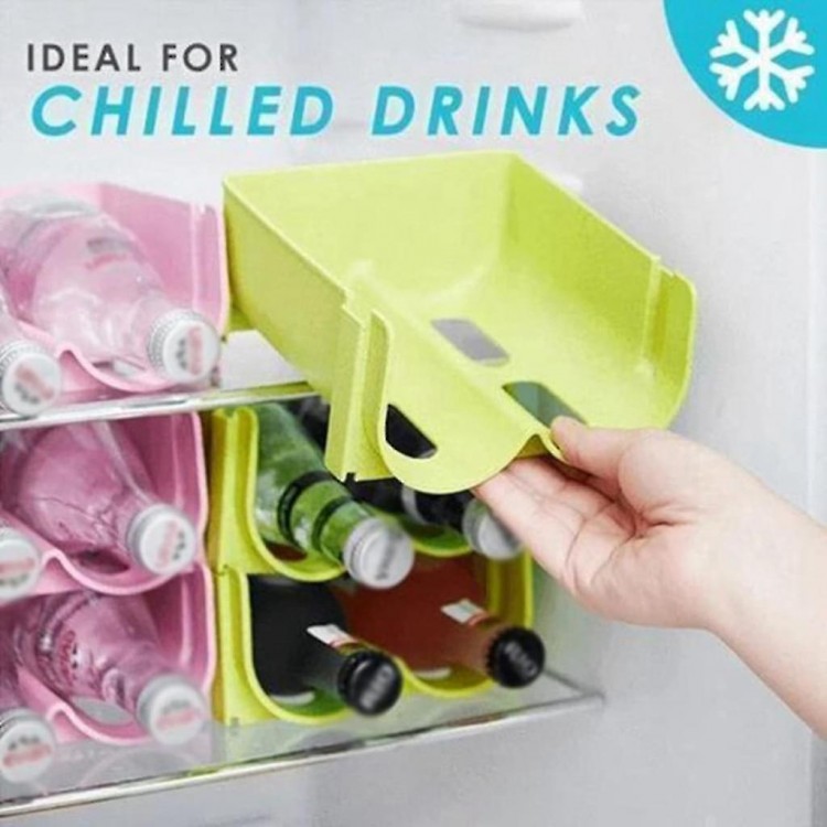 Set of 3 Plastic Stackable Bottle Shelves