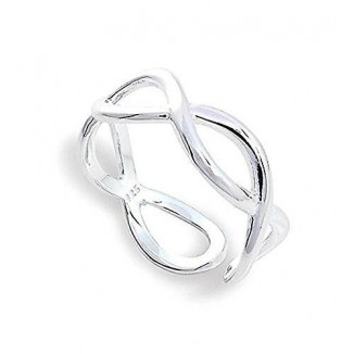 Adjustable 925 Sterling Silver Infinity Love Knot Braided Thumb Ring for Women