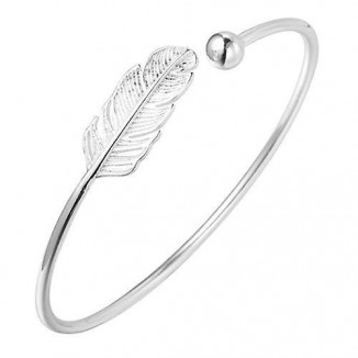 Elegant 925 Sterling Silver Leaf Feather Bracelets,Stylish Accessories