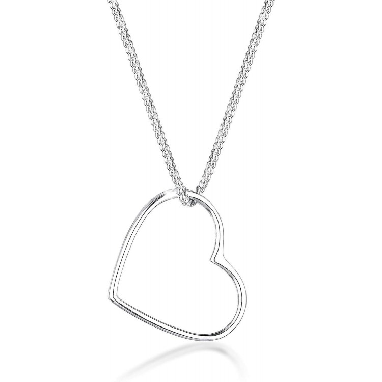 Lady 925 Sterling Silver Heart Pendant Love Filigree Necklace