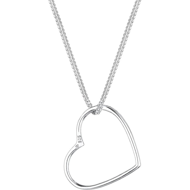 Lady 925 Sterling Silver Heart Pendant Love Filigree Necklace