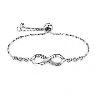 Elegant 925 Sterling Silver Zirconia Paved Infinity Bracelet