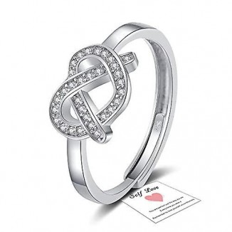 925 Sterling Silver Heart Love Ring,Featuring Cubic Zirconia