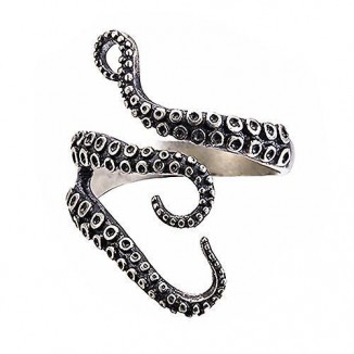 Embrace Gothic Punk Style with Stainless Steel Octopus Tentacle Ring