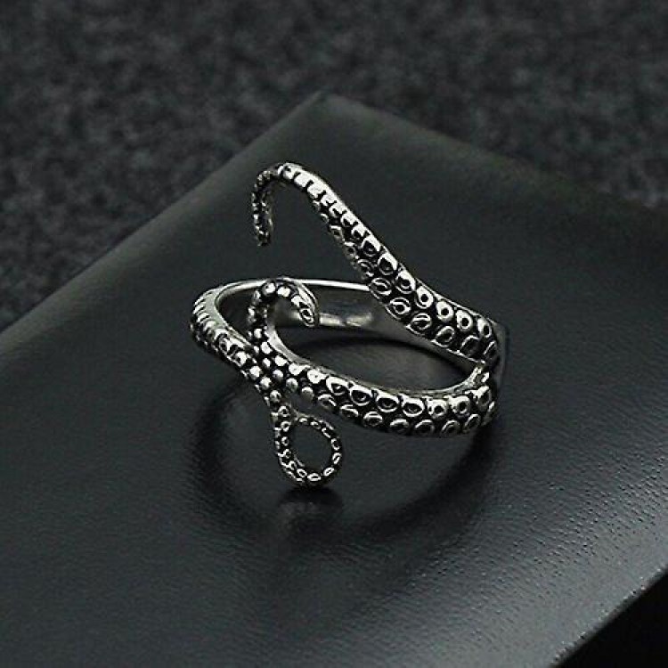 Embrace Gothic Punk Style with Stainless Steel Octopus Tentacle Ring